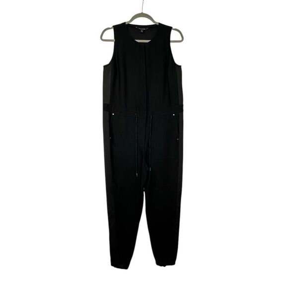 Banana Republic Black Side Stripe Sleeveless Cropped Jumpsuit | 4 - Picture 3 of 11